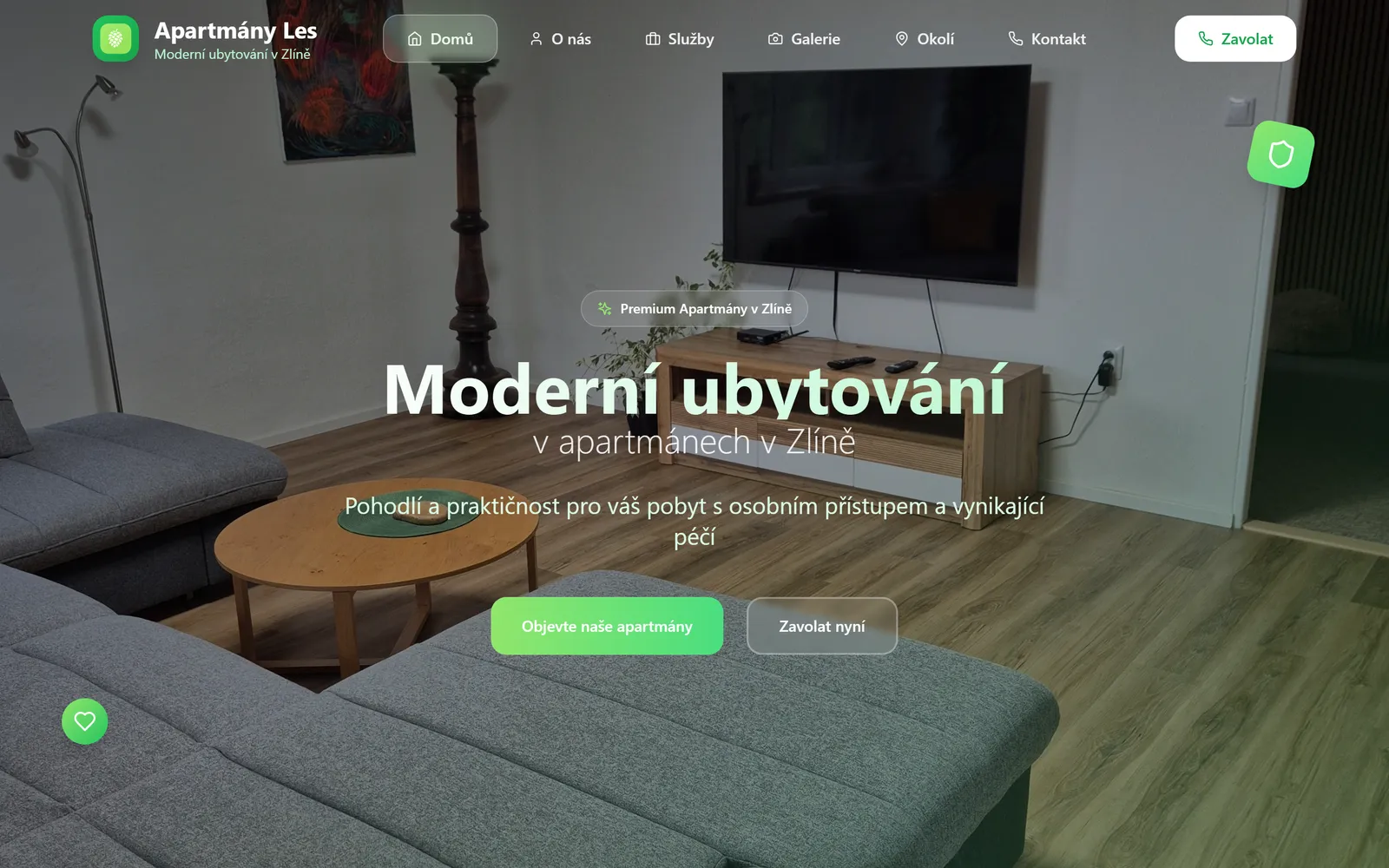 Apartmány Les - náhled webu