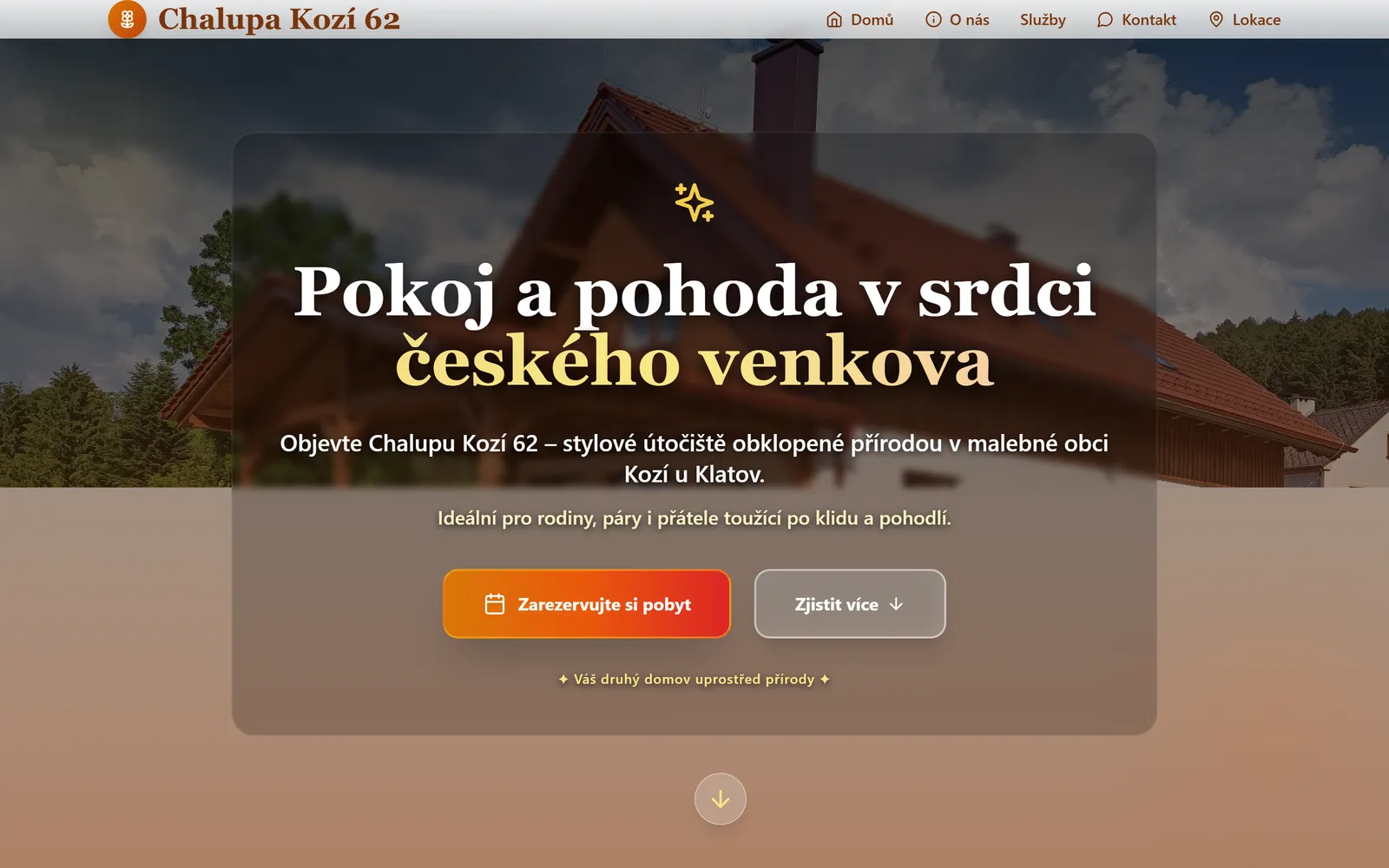 Chalupa Kozí 62 - náhled webu