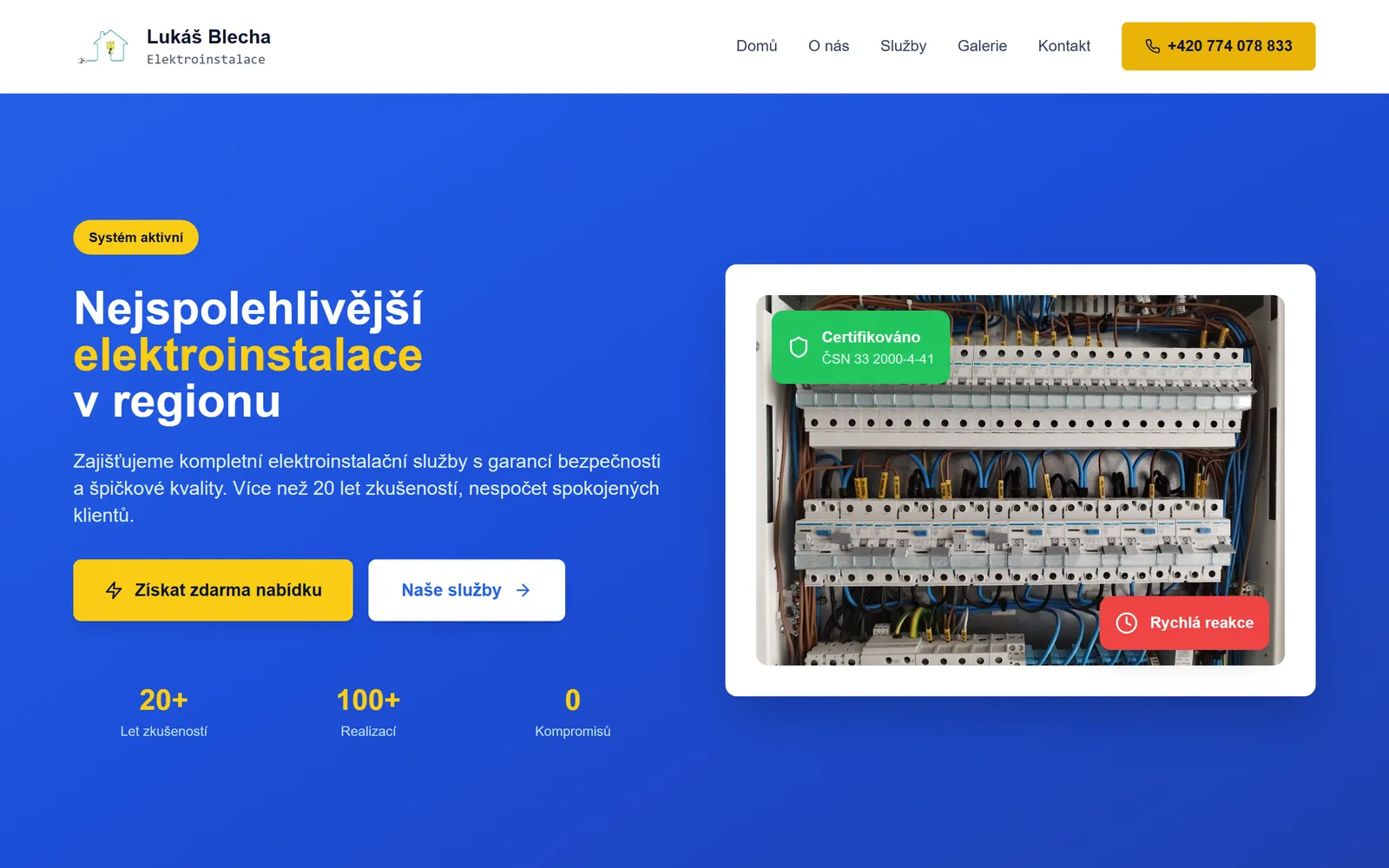 Lukáš Blecha - Elektroinstalace - náhled webu