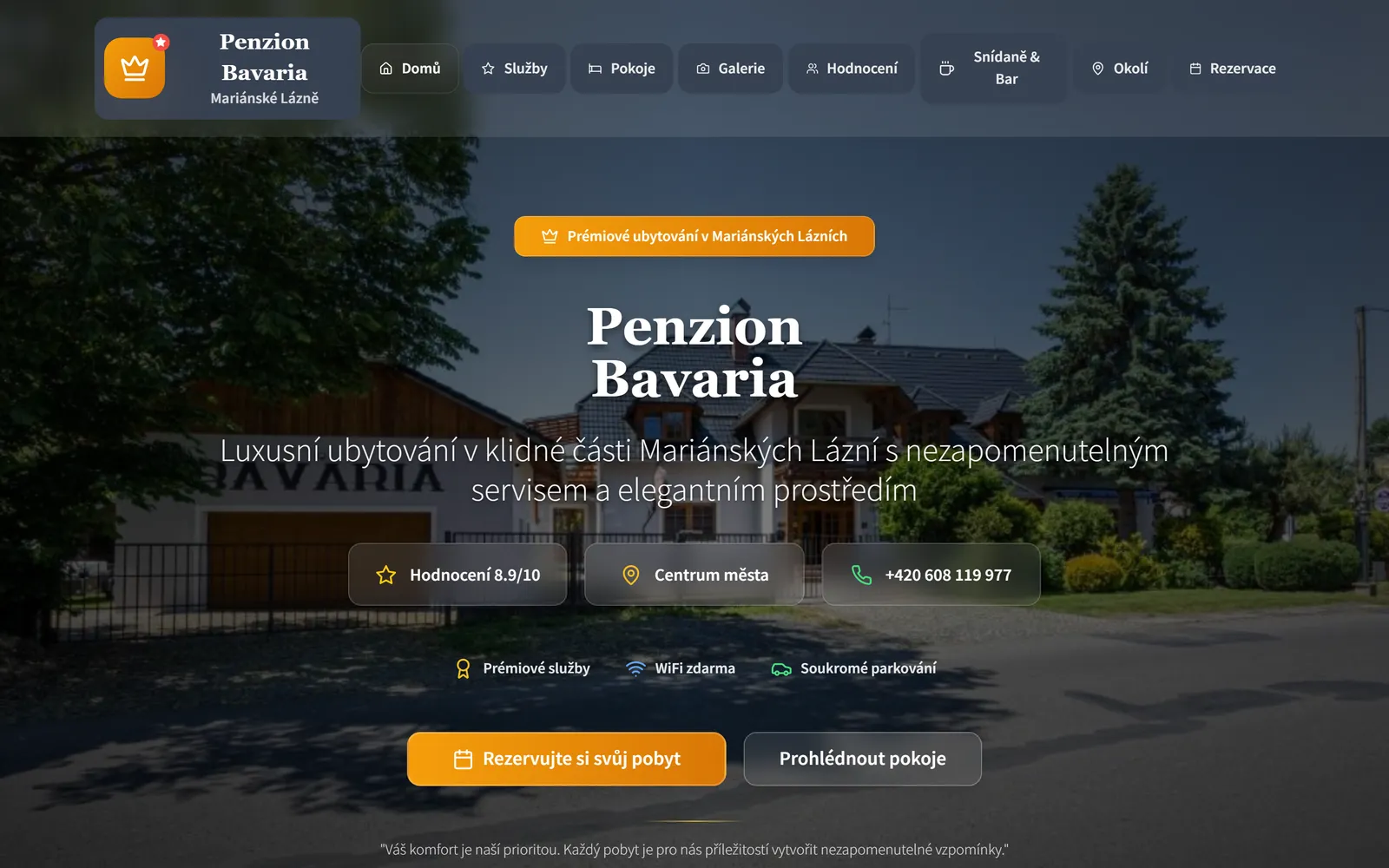 Penzion Bavaria - náhled webu