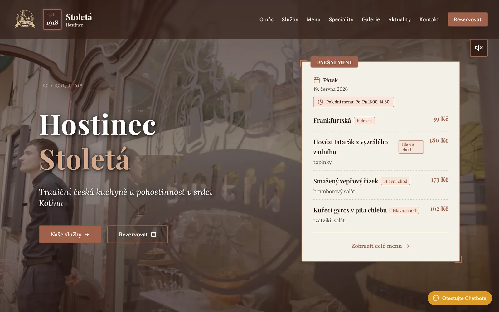 Hostinec Stoletá - náhled webu