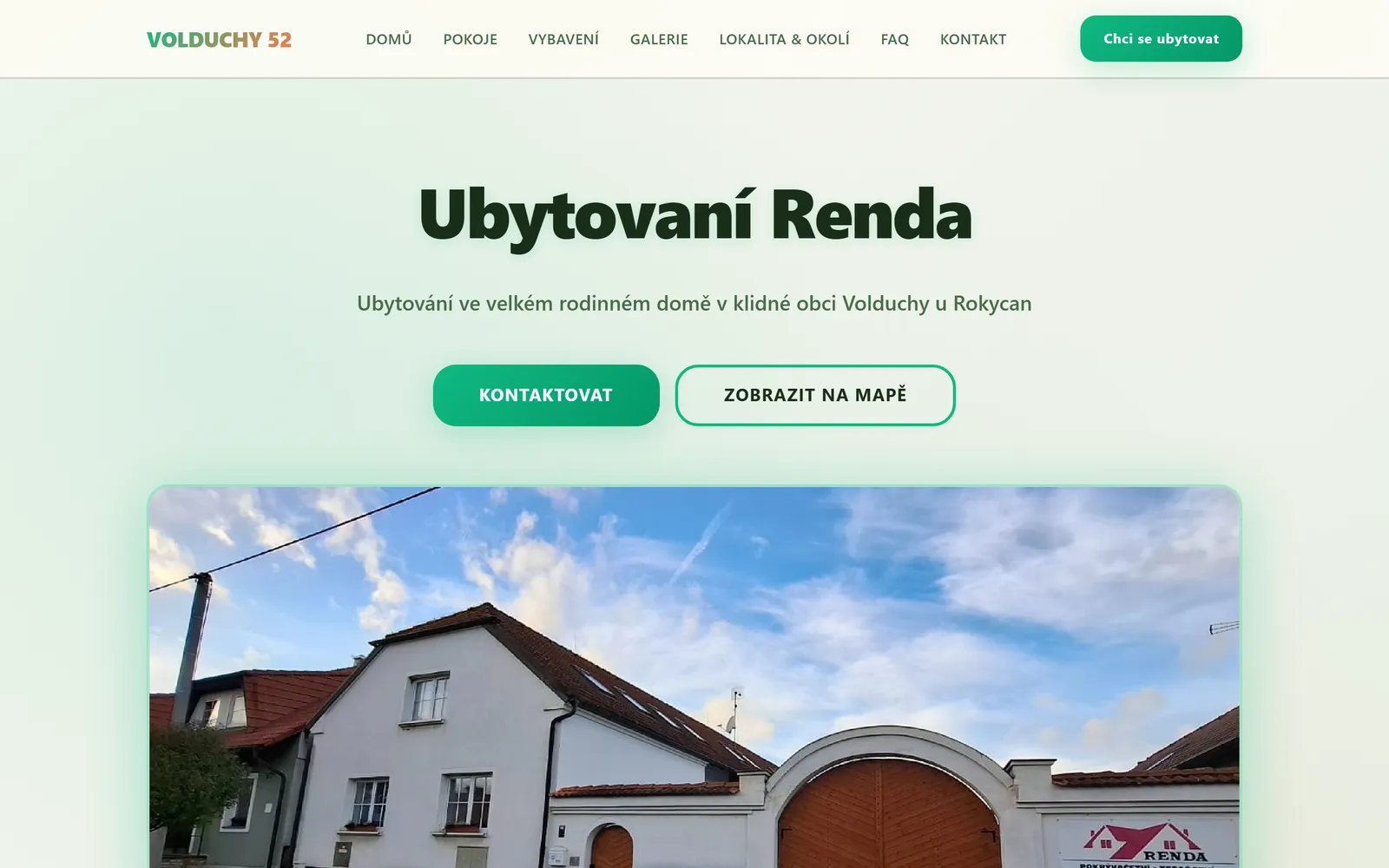 Ubytování Renda - náhled webu
